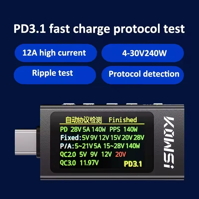 KWS-X1 tipo-c monitor de corre - Power Supply Tester avaliação e preço